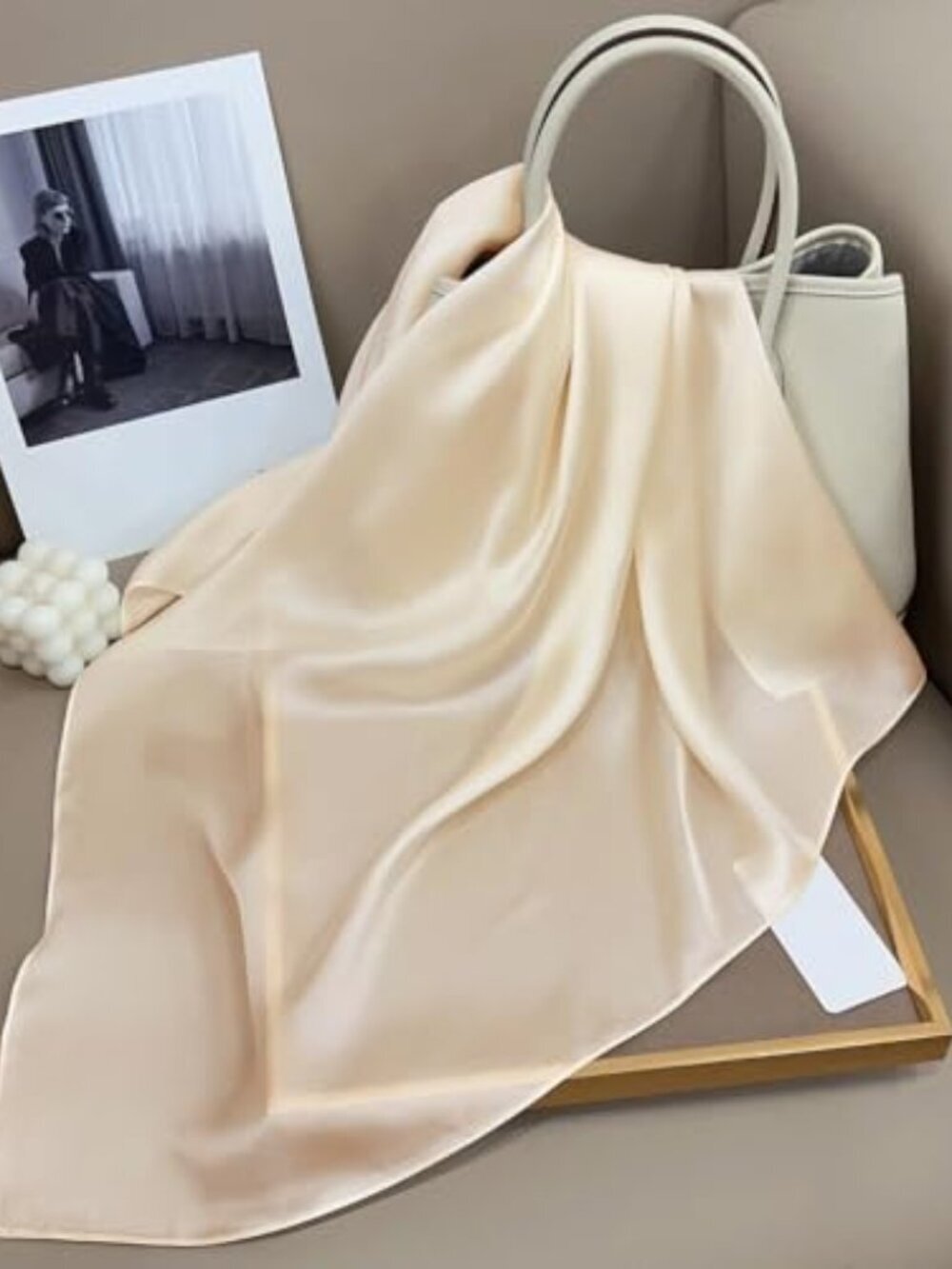 🆕 27.5" Mulberry Silk Feeling Head Scarf Solid Color Square Satin Neck Scarf